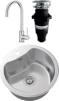 Комплект Мойка кухонная Oulin + Смеситель Roca Etna 5A7B09C00 хром + Измельчитель Bone Crusher BC 810-SL Slim Line