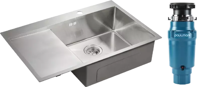 Комплект Мойка кухонная Paulmark Atlan PM217851-BSR брашированная нержавеющая сталь R + Измельчитель Intenso