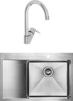 Комплект Мойка кухонная Paulmark Atlan PM217851-BSR брашированная нержавеющая сталь R + Смеситель для кухни VitrA Win S A42578EXP