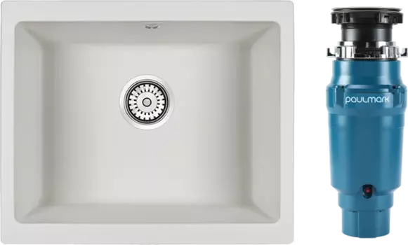 Комплект Мойка кухонная Paulmark Gera 60 PM205546-WH белый + Измельчитель Intenso