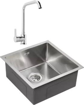 Комплект Мойка кухонная Paulmark Gerberg PM214444-BS брашированная нержавеющая сталь + Смеситель MEGA Ege MG-PL10 хром