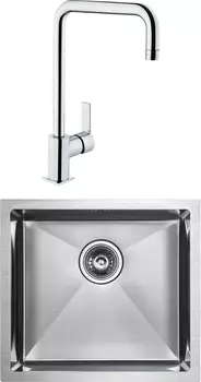Комплект Мойка кухонная Paulmark Marx PM214844-BS брашированная нержавеющая сталь + Смеситель для кухни VitrA Flo S A42103EXP