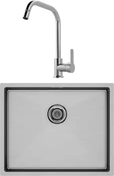 Комплект Мойка кухонная Paulmark Next PM215444-BS брашированная нержавеющая сталь + Смеситель MEGA City MG- ZRV104 хром