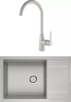 Комплект Мойка кухонная Paulmark PM317850-GR серая + Смеситель для кухни Paulmark Holstein Ho212065-310 серый