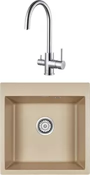 Комплект Мойка кухонная Paulmark Praktisch PM105152-QU кварц + Смеситель для кухни Paulmark Essen Es213211-CR хром