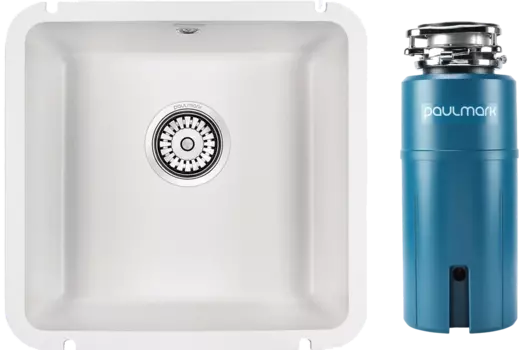 Комплект Мойка кухонная Paulmark Unter 50 PM204543-WH белая + Измельчитель Intenso