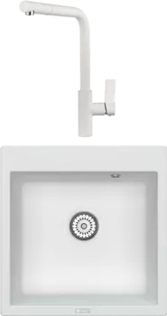 Комплект Мойка кухонная Point Арбель 51 белая + Смеситель PN3102 белый