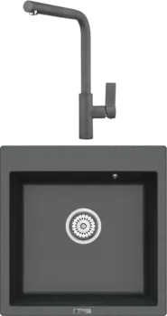 Комплект Мойка кухонная Point Арбель 51 графит + Смеситель PN3102 графит