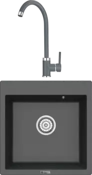 Комплект Мойка кухонная Point Арбель 51 графит + Смеситель PN3101 графит