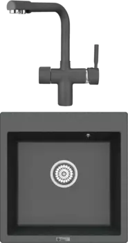 Комплект Мойка кухонная Point Арбель 51 графит + Смеситель PN3104 графит