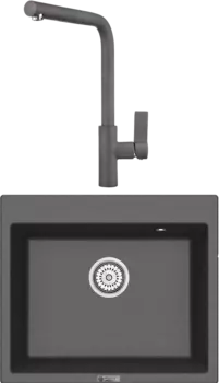 Комплект Мойка кухонная Point Бинга 60 графит + Смеситель PN3102 графит