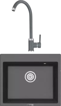 Комплект Мойка кухонная Point Бинга 60 графит + Смеситель PN3101 графит