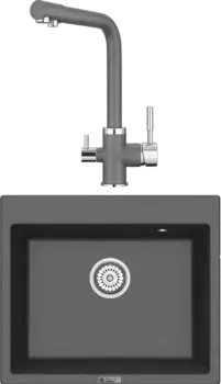 Комплект Мойка кухонная Point Бинга 60 графит + Смеситель PN3103 графит