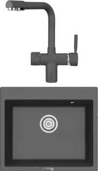 Комплект Мойка кухонная Point Бинга 60 графит + Смеситель PN3104 графит