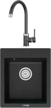 Комплект Мойка кухонная Point Динара 42 черная + Смеситель PN3101 черный