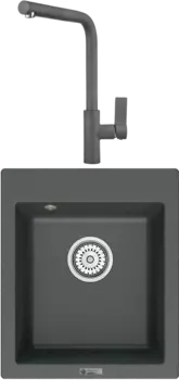 Комплект Мойка кухонная Point Динара 42 графит + Смеситель PN3102 графит