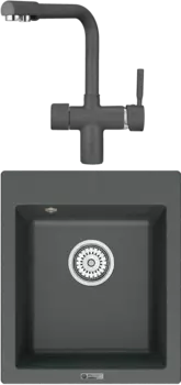 Комплект Мойка кухонная Point Динара 42 графит + Смеситель PN3104 графит