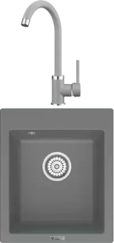 Комплект Мойка кухонная Point Динара 42 серая + Смеситель PN3101 серый