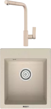 Комплект Мойка кухонная Point Динара 42 светло-бежевая + Смеситель PN3102 светло-бежевый