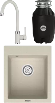 Комплект Мойка кухонная Point Динара 42 светло-бежевая + Смеситель PN3101 светло-бежевый + Измельчитель Bone Crusher BC 810-AS MSI-680381