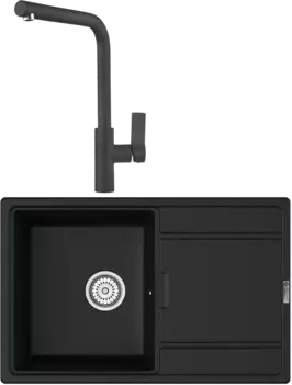 Комплект Мойка кухонная Point Лаура 78 черная + Смеситель PN3102 черный