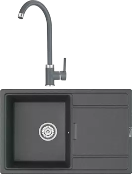 Комплект Мойка кухонная Point Лаура 78 графит + Смеситель PN3101 графит
