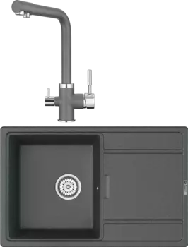 Комплект Мойка кухонная Point Лаура 78 графит + Смеситель PN3103 графит