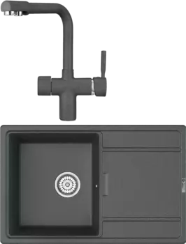 Комплект Мойка кухонная Point Лаура 78 графит + Смеситель PN3104 графит