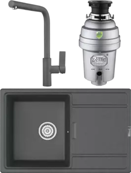 Комплект Мойка кухонная Point Лаура 78 графит + Смеситель PN3102 графит + Измельчитель Zorg Inox D MSI-680867