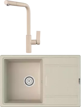 Комплект Мойка кухонная Point Лаура 78 светло-бежевая + Смеситель PN3102 светло-бежевый
