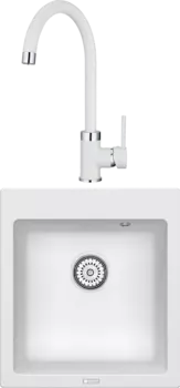 Комплект Мойка кухонная Point Моко 47 белая + Смеситель PN3101 белый