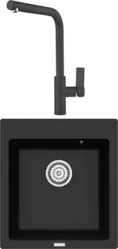 Комплект Мойка кухонная Point Моко 47 черная + Смеситель PN3102 черный