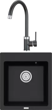 Комплект Мойка кухонная Point Моко 47 черная + Смеситель PN3101 черный