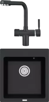 Комплект Мойка кухонная Point Моко 47 черная + Смеситель PN3104 черный