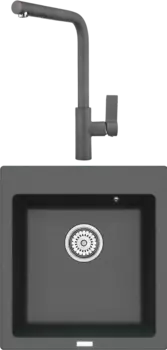 Комплект Мойка кухонная Point Моко 47 графит + Смеситель PN3102 графит