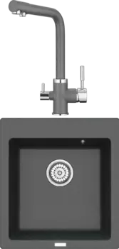 Комплект Мойка кухонная Point Моко 47 графит + Смеситель PN3103 графит
