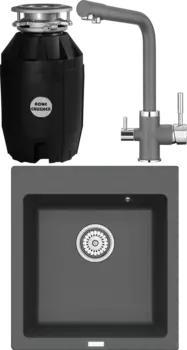 Комплект Мойка кухонная Point Моко 47 графит + Смеситель PN3103 графит + Измельчитель Bone Crusher BC 810-AS MSI-677519