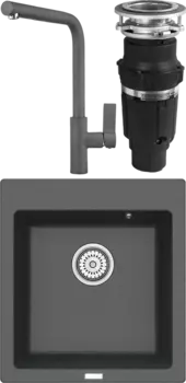 Комплект Мойка кухонная Point Моко 47 графит + Смеситель PN3102 графит + Измельчитель Bone Crusher BC 610-AS MSI-677166