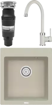 Комплект Мойка кухонная Point Моко 47 светло-бежевая + Смеситель PN3101 светло-бежевый + Измельчитель Bone Crusher BC 910-SL-Slim Line MSI-677665
