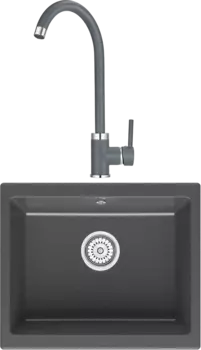Комплект Мойка кухонная Point Сидли 55 графит + Смеситель PN3101 графит