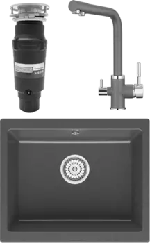Комплект Мойка кухонная Point Сидли 55 графит + Смеситель PN3103 графит + Измельчитель Bone Crusher BC 910-SL-Slim Line MSI-677666