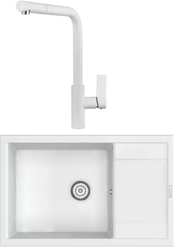 Комплект Мойка кухонная Point Велета 78 белая + Смеситель PN3102 белый