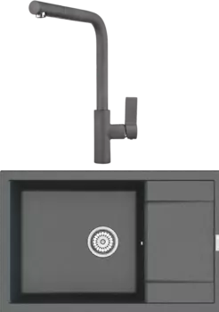 Комплект Мойка кухонная Point Велета 78 графит + Смеситель PN3102 графит