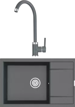 Комплект Мойка кухонная Point Велета 78 графит + Смеситель PN3101 графит