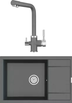 Комплект Мойка кухонная Point Велета 78 графит + Смеситель PN3103 графит