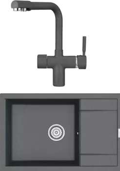 Комплект Мойка кухонная Point Велета 78 графит + Смеситель PN3104 графит