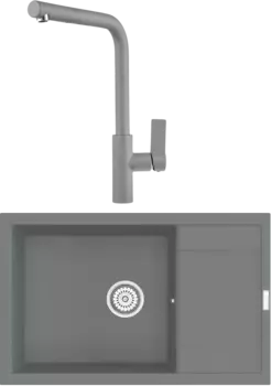 Комплект Мойка кухонная Point Велета 78 серая + Смеситель PN3102 серый