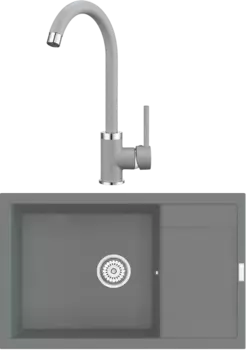 Комплект Мойка кухонная Point Велета 78 серая + Смеситель PN3101 серый