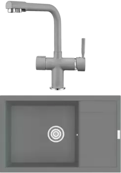 Комплект Мойка кухонная Point Велета 78 серая + Смеситель PN3104 серый