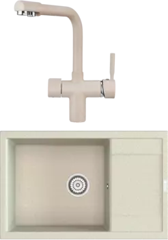 Комплект Мойка кухонная Point Велета 78 светло-бежевая + Смеситель PN3104 светло-бежевый
